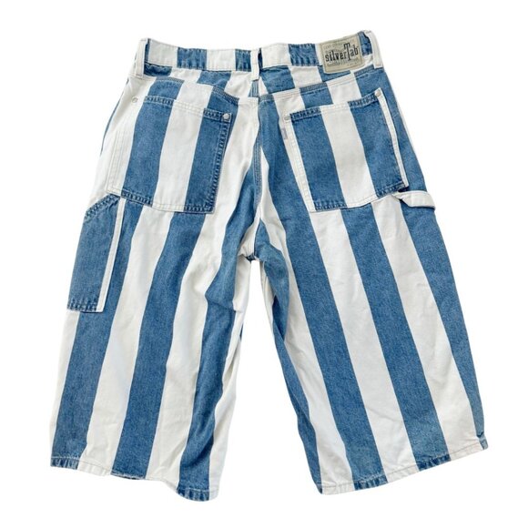 Vintage 90s Levi’s Silver Tab Carpenter Shorts Striped - Picture 2 of 6